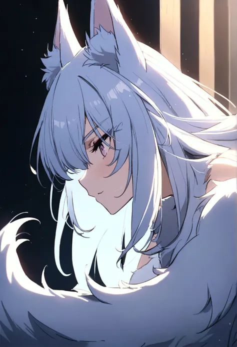 fox Light blue hair 　beast girl　indigo fur　fox beast girl