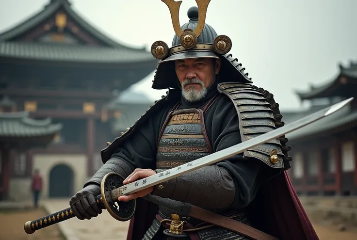 Le dernier Shogun porte son armure ancestrale, il tien son épée qui se nomme « AZA » et s’apprête a frapper 