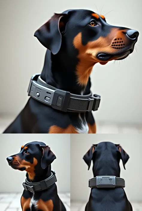 Create a dog collar with a button to press ,  also the on and off button and a speaker with GPS