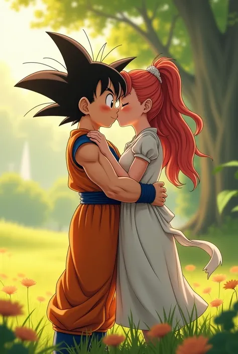 Goku and Milk Chichi kissing