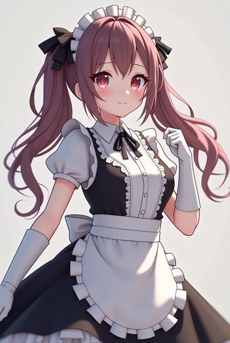 there is a girl in a white shirt and black and white  dress, 2b, 2b ..., Twin tails white_Gloves, change in  dress, changesh, There is a woman wearing a reol , change,  catboy cosplay with beautiful clothes ! Maid!  dress, Pictorial rendering of an anime g...