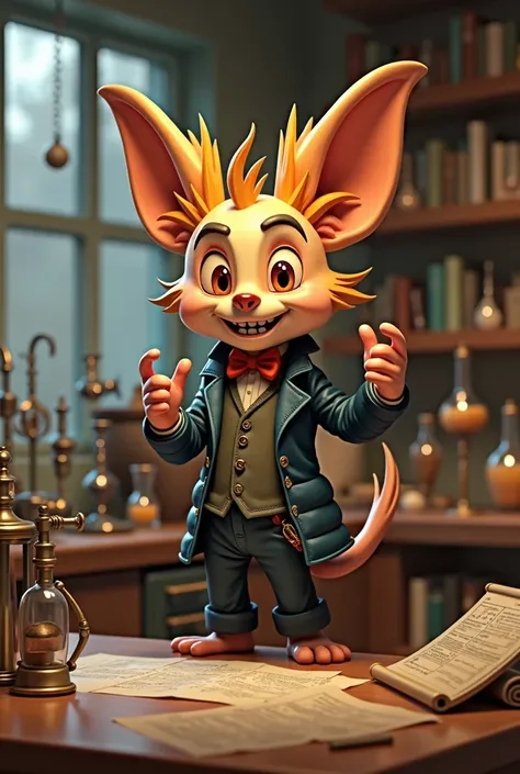 Make a full-body video of the character Heimerdinger from Arcane speaking and gesturing naturally about science 