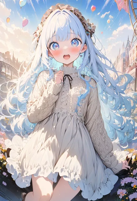  masterpiece, best quality, extremely detailed, (illustration, official art: 1.1), 1 girl, (((light blue long hair)))), ((( long hair))), light blue hair,, long hair ((blush)) , cute face, big eyes, masterpiece, best quality, (((a very delicate and beautif...