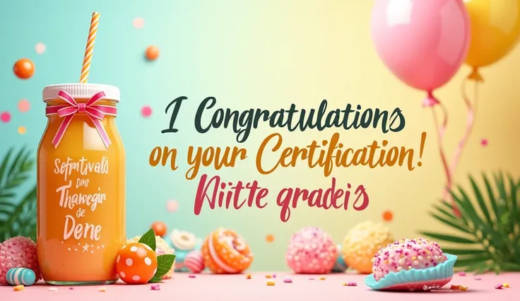 The design features a horizontal envelope,  designed to celebrate the certification of a group of ninth grade students .  The background shows a cheerful mix of soft colors in pastel tones ,  like light blue ,  yellow and green , with touches of orange . F...