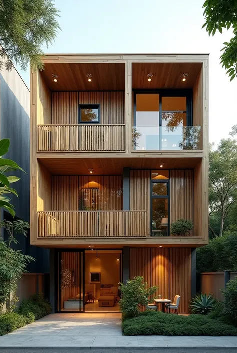 3-STOREY TOWNHOUSE USING MODERN BLOCK ARRAYS SUITABLE FOR CENTRAL CLIMATE, CHIỀU CAO TẦNG 1 3.9m, TẦNG 2 3.6m, TẦNG 3.3M STYLE BAMBOO RATTAN DESIGN ARCHITECT MARTIAL ARTIST