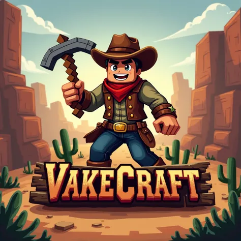 Old West-themed Minecraft server logo named Vakecraft