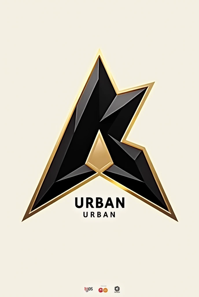 Create logo type for my clothing brand that says Kreativ urban black and gold that has a triangle and the name is in the middle 