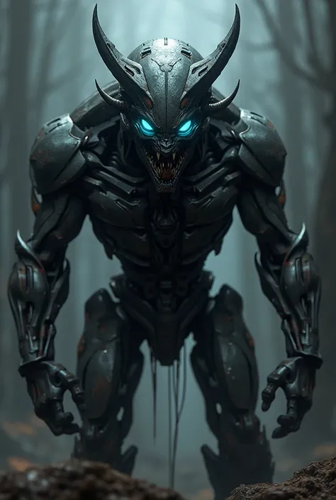 Humanoide, robo, Evil face, talk, Predator mask, blue eyes, blood 