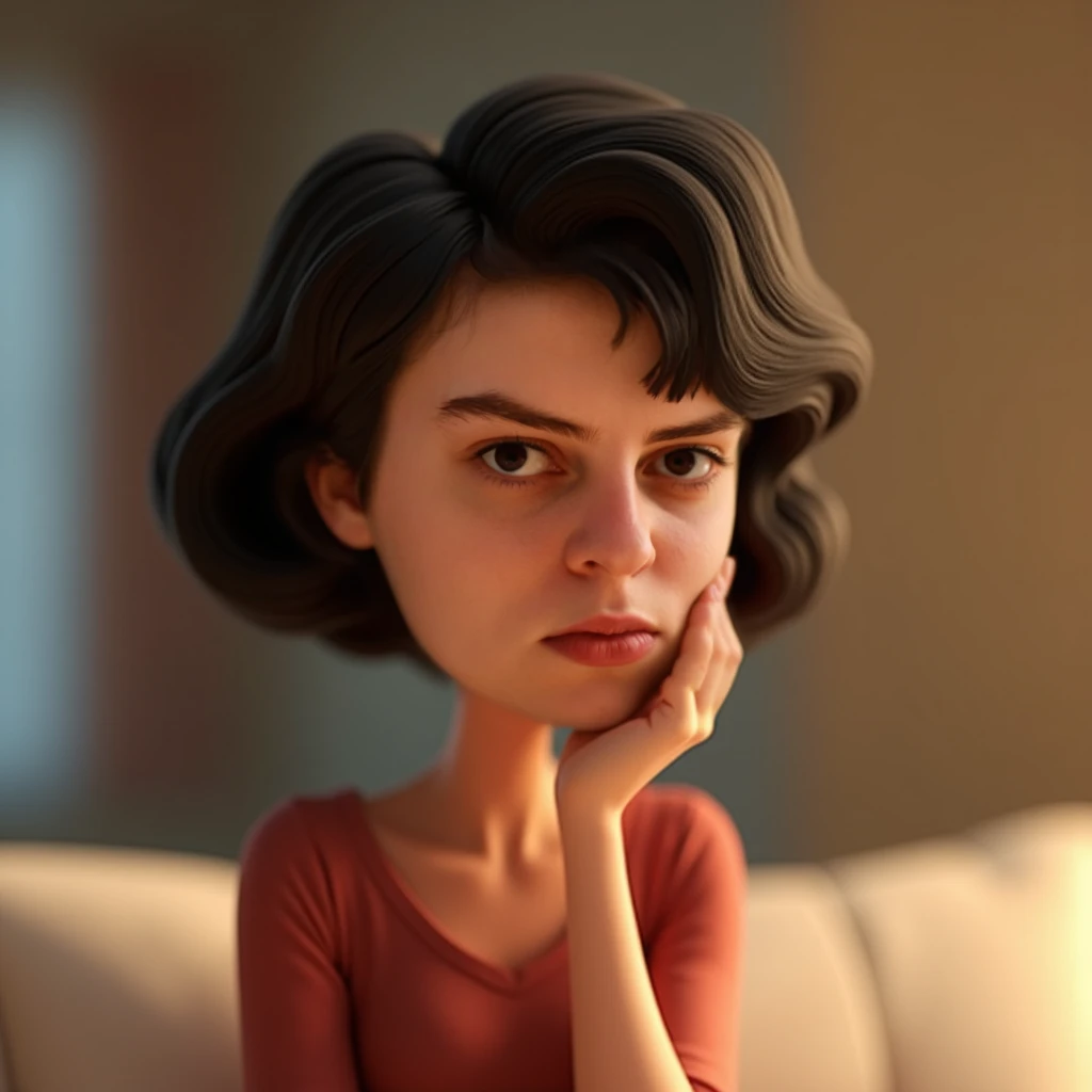  Cartoon character of a woman with short hair, Are you serious , an animated character, stylized character, rendering animation style, 3D stylized, Arnold Maya Rendering, Stylized 3D render, toon render keyshot, 3d character, 3d character, Stylized 3D rend...