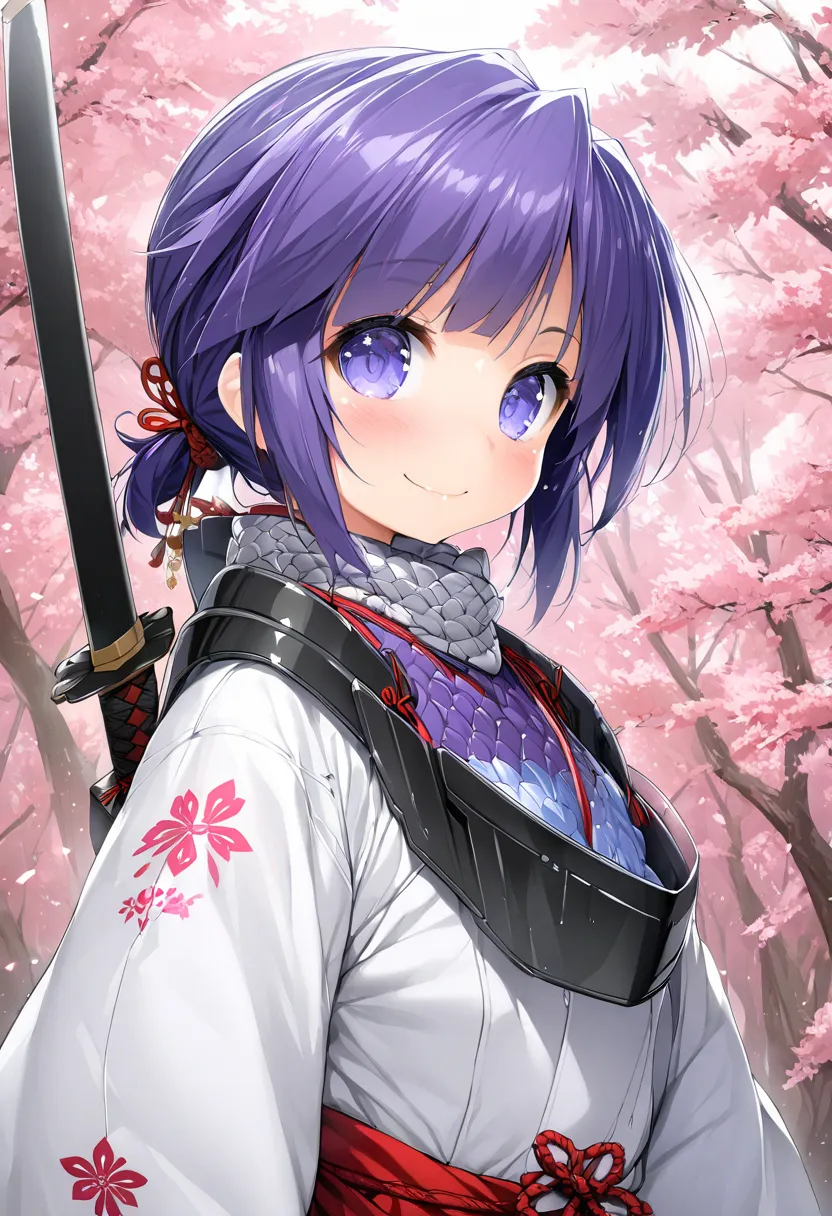 masterpiece, best quality, score_9, score_8_up, girl, petite, smile, fantasy, samurai,