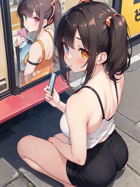 (ultra-detailed, master piece, best quality, high resolution, beautiful hair, beautiful eyes, expressive eyes, perfect face, perfect and correct human anatomy),
The streets of Akihabara crowded with men, the sidewalk in front of a convenience store crowded...