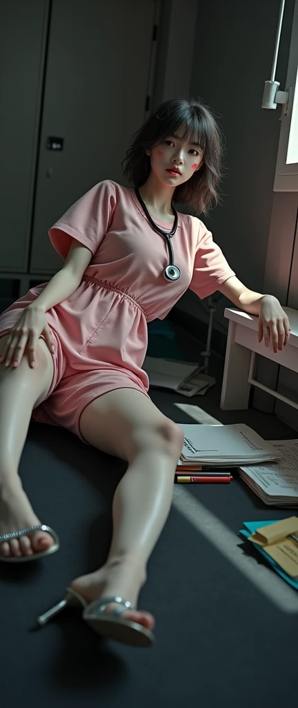 ((unknown horror:1.9, 32K:1.8, Photographically:1.8,  best quality:1.8, masterpiece:1.8,  ultra high resolution:1.8)),   High Resolution Skin and Face Textures ,  professional low angle camera work,  CINEMATIC LIGHTING , ( sexy:0.5, Tall Japanese Woman:1.0...