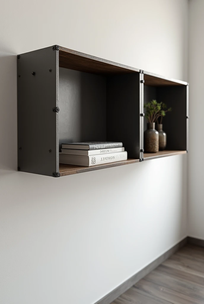 1 , 5m wide and 10cm long bookcase in an industrial model to be placed on the wall, with only three niches 