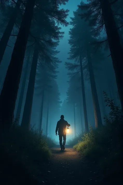 a man was walking in the forest at night, he had a lamp in his hand, but he could not illuminate the surroundings, but he saw a bright light illuminating the surroundings from afar.