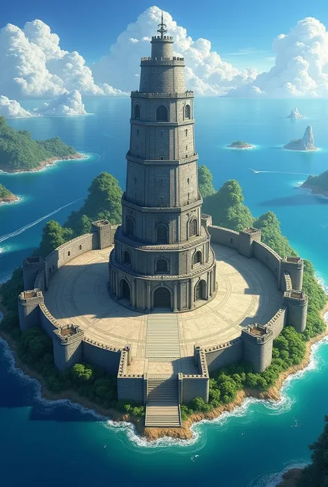  A gigantic circular island houses the imposing navy fortress ,  clearly inspired by Marineford .  The island is considerably larger ,  surrounded by sturdy stone walls that protect the structure from invaders .

In the heart of the island,  stands a colos...