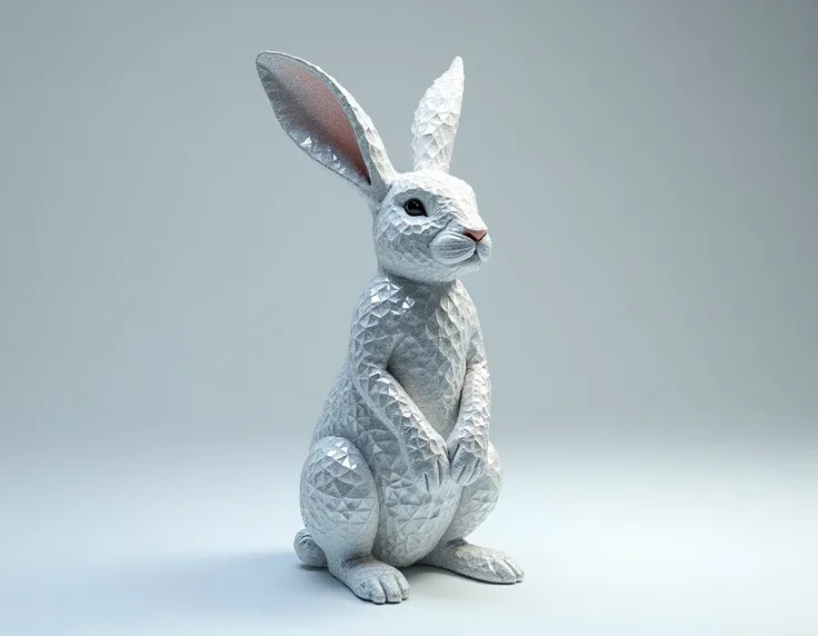 an anthropomorphic rabbit standing as if it were human entirely made of diamondsan anthropomorphic rabbit standing as if it were human entirely made of diamonds