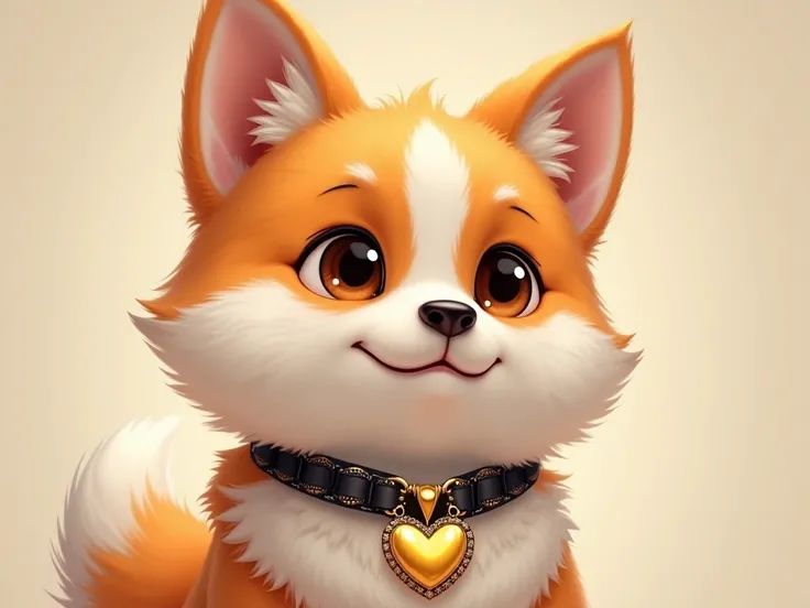 Haru (the little orange and white dog , with a black necklace with a golden heart-shaped pendant)