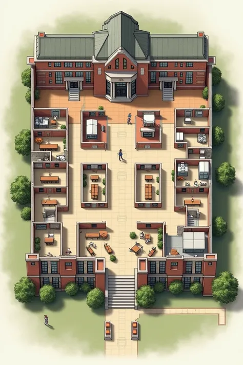 A realistic school building floor plan