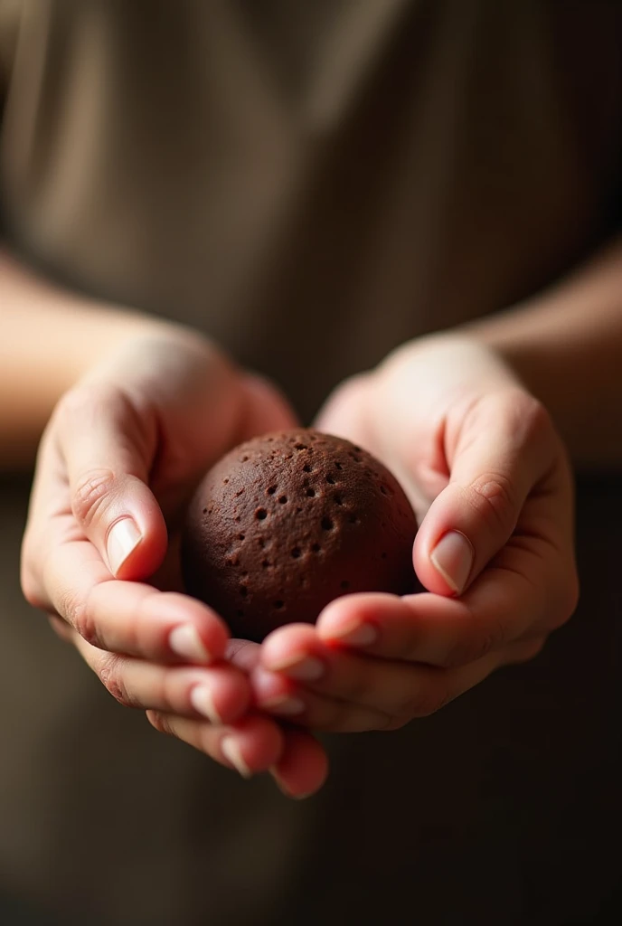 Hands holding a brigadeiro