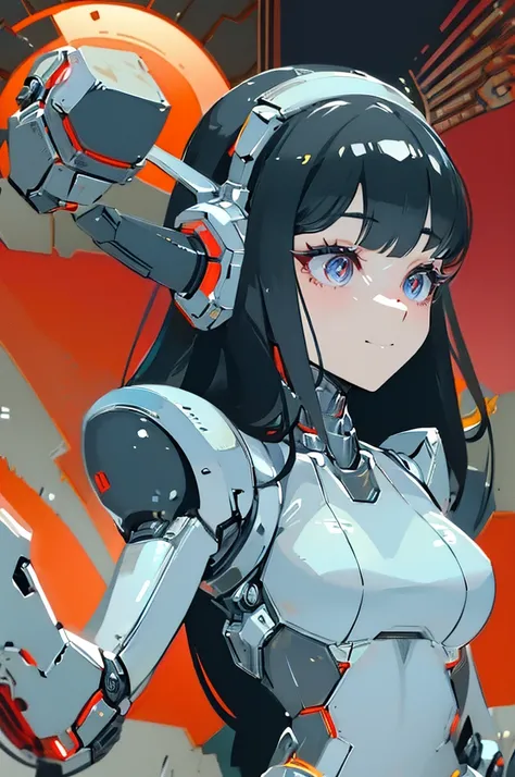 (masterpiece),(Highest quality),(Super detailed),(Best illustrations),(Best Shadow),(Absurd),(Detailed Background),(so beautiful), 16K, 8K, 4K,(Best Shadow),robotization,woman ,big bust,Robot Joint ,Metal skin,Black robot Suit,long hair,a black robot suit ...