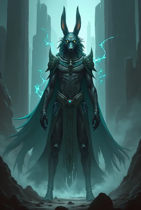 Anubis the God in an anime that is scary and has a Warframe theme