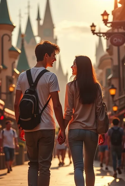 Couple holding hands at Universal Studios Japan