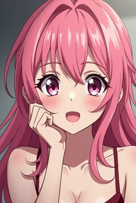 Anime picture of woman with pink hair having sex
