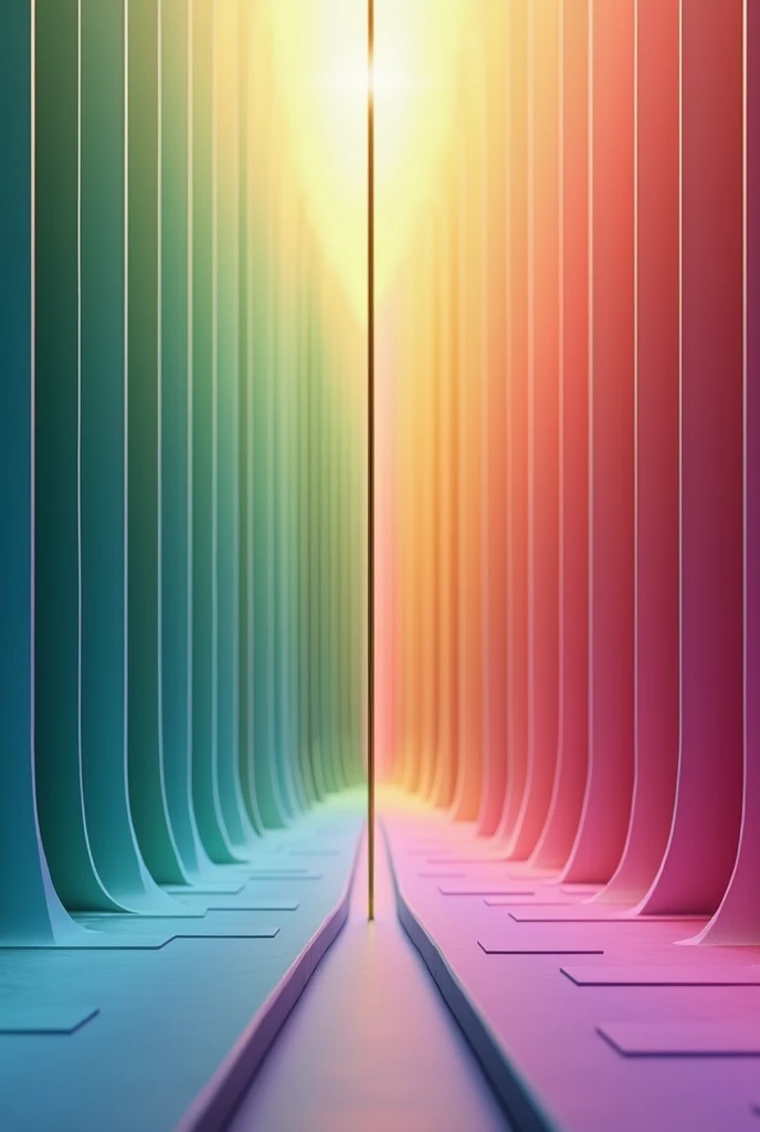 background with one vertical lines gold on one side, gold, green, blue, pink, purple 3D