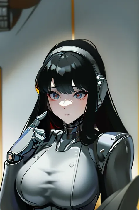 (masterpiece),(Highest quality),(Super detailed),(Best illustrations),(Best Shadow),(Absurd),(Detailed Background),(so beautiful), 16K, 8K, 4K,(Best Shadow),robotization,woman ,big bust,Robot Joint ,Metal skin,Black robot Suit,long hair,a black robot suit ...