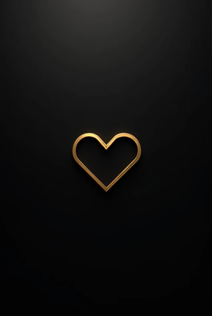 A minimalist design with a single outlined heart in gold on a matte black background."