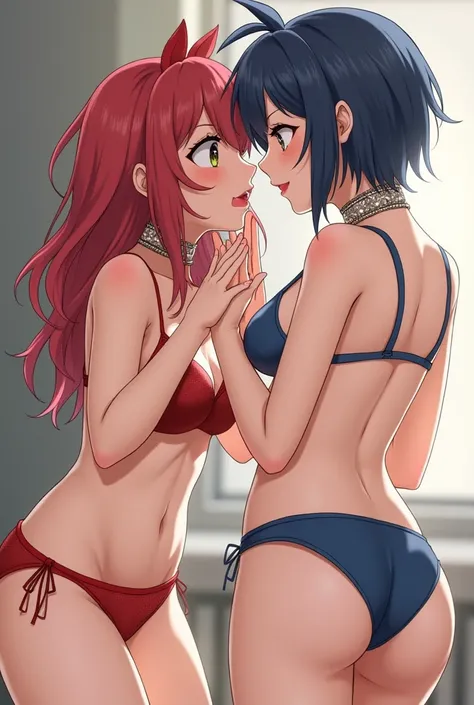 Make two Tomboy girls lick your breasts make them 21 years old with colored hair and bikinis make them do ahegao make her kiss her ass make her kiss her birthday now make them run in a glove secure the other by a chain in the neck now do a sit on the other...