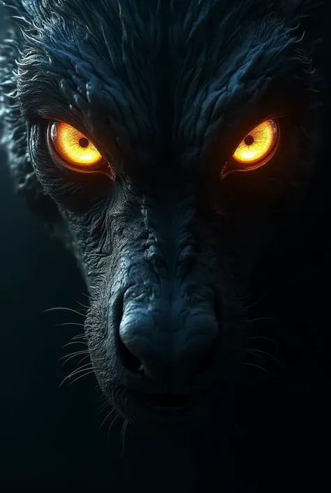  Close-up of the Beasts eyes that shine brightly in the dark, reflecting the fear and avarice that inhabit human hearts .