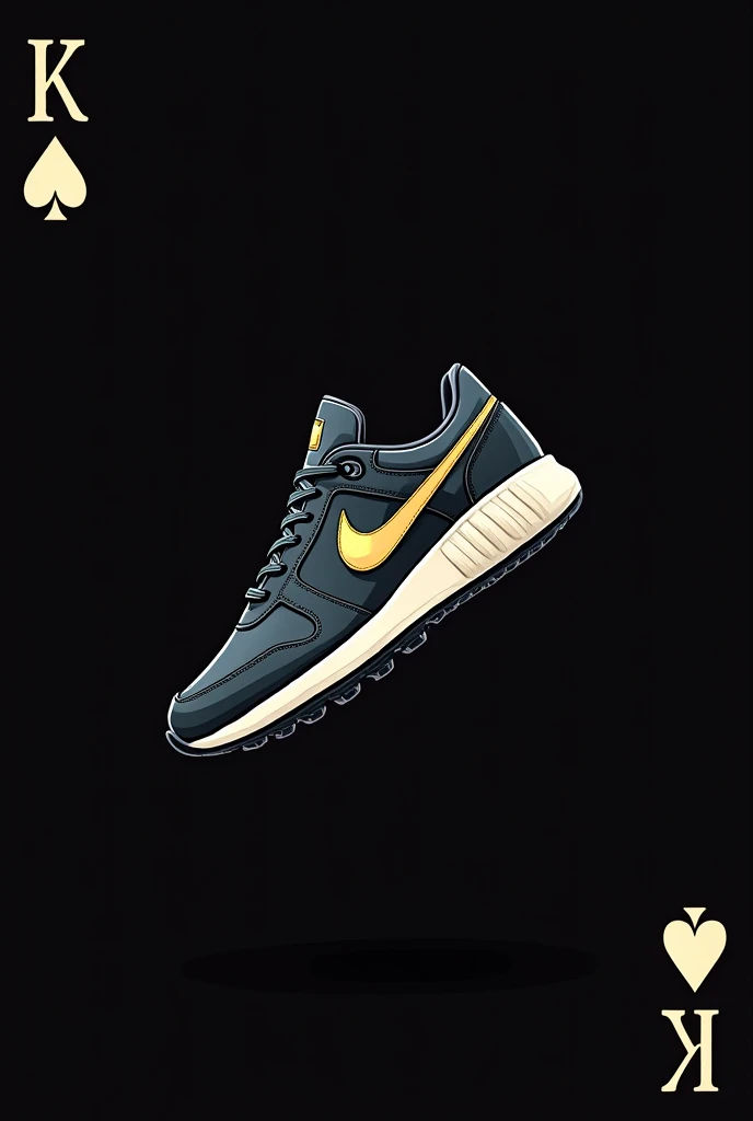 Black poker card with Nike sneaker theme drawn in 2d that are hanging