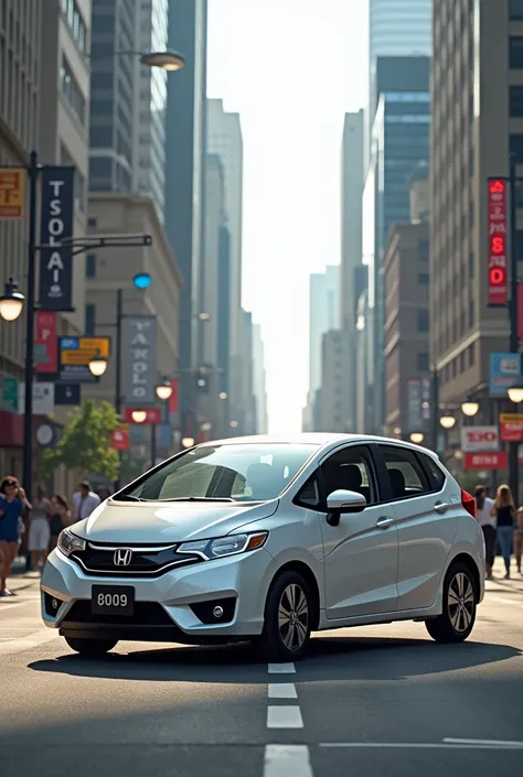 White 2010 Honda Fit parked in the city