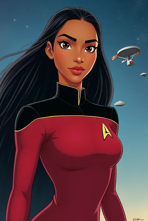 Disneys Pocahontas in classic Star Trek outfit