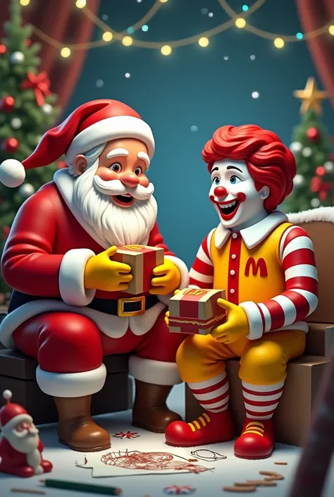 Santa Flyer spends Christmas with Ronald McDonald for rebrading the happy box from McDonalds Christmas version 