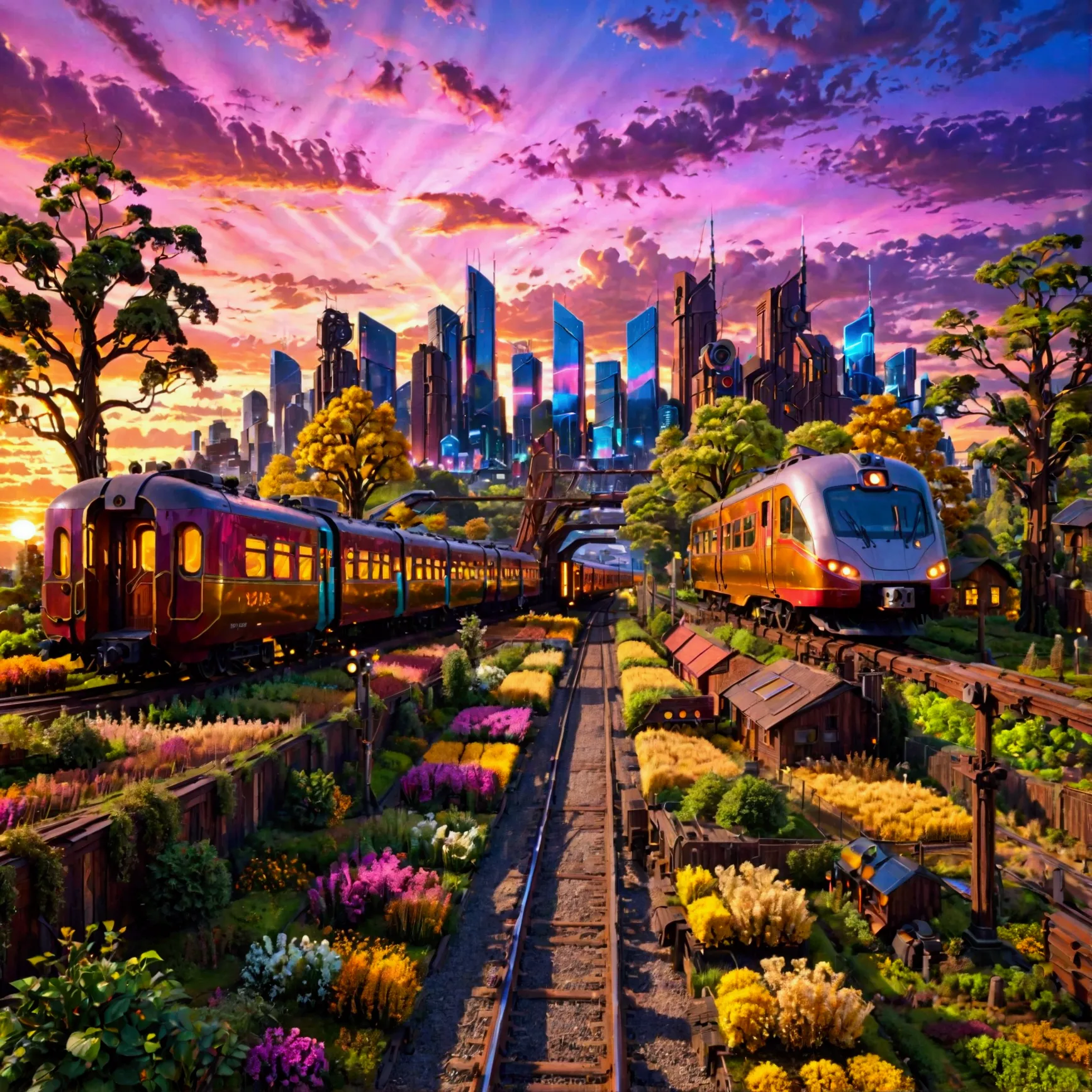 retro-style square form railway train, a captivating scene of a retro-style wooden railway train on rural tracks heading toward ...