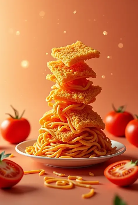 mamees new product ， is called tomato chili flavored square crispy noodles