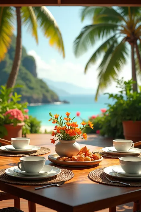 Breakfast table in paradise