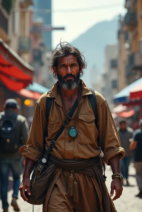 An Andean man looking for work in a city 