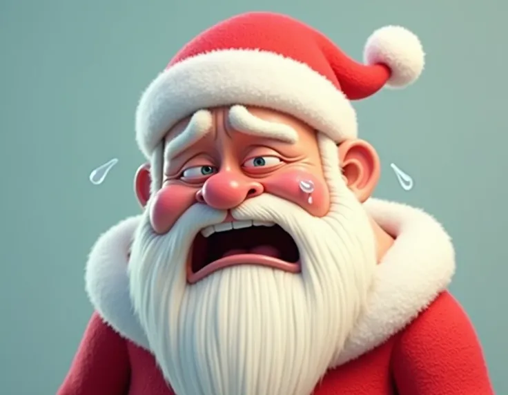 Create a funny crying santa claus face