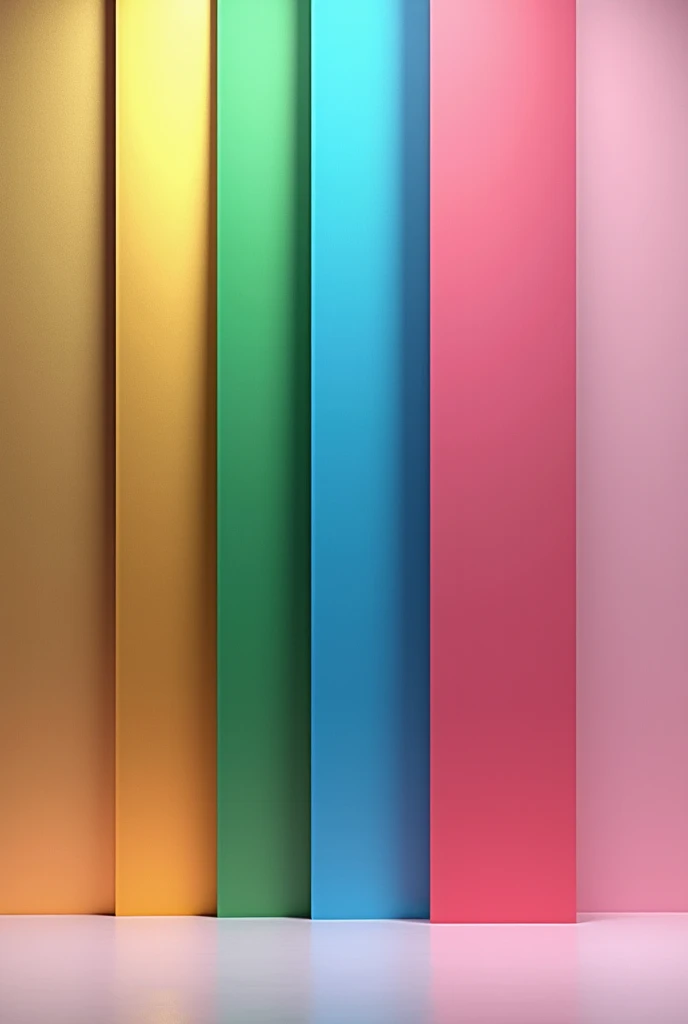 background with vertical list gold on one side, gold, green, blue, pink