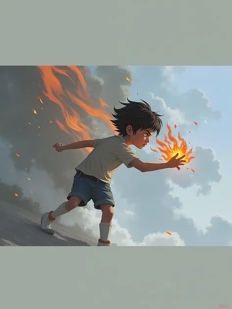 Boy with fire powers