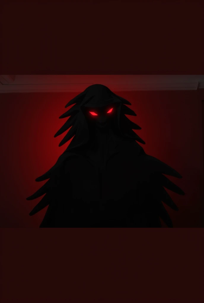 arafed image of a creepy looking figure in a dark room, dark cloaked figure, eerie person silhouette, with red glowing eyes, vecna from stranger things, dark robed, shadowy and eerie character, black cloak hidden in shadows, red glowing eyes and a black lo...