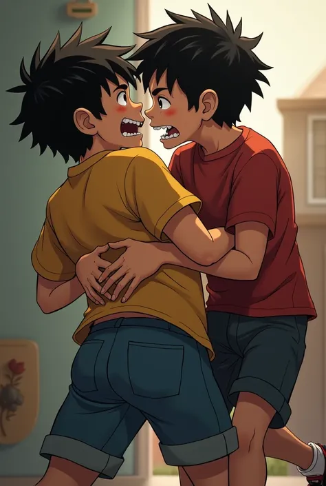 Boy biting another boys ass 