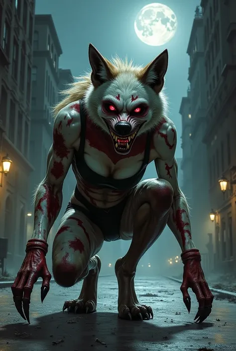 Harley Quinn in the style of werehyenas