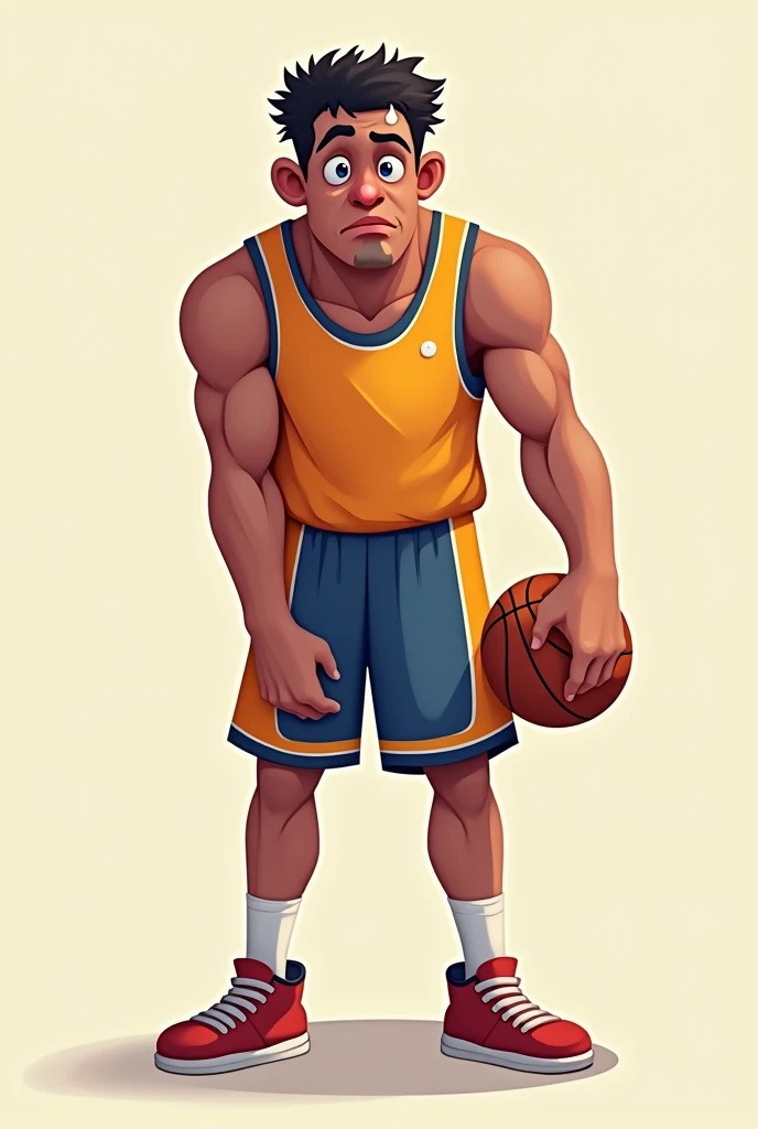 Cartoon image of exhausted basketball player
