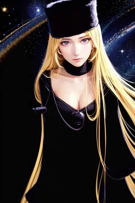 Highly detailed art, depicting the Galaxy Express 999 traveling through space. Retro-futuristic steam locomotive,
The background is a vast space with nebulae, stars, galaxies and star-studded. Scattered with space debris.
Photorealistic and fantasy mix sty...