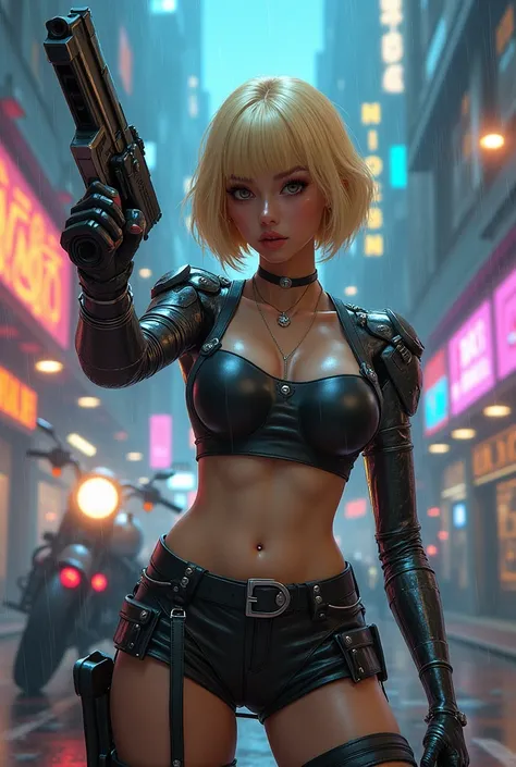 Basic Quality Settings:
high quality, very_high_resolution, detailed illustrations

Style & Theme:
japanese 3d anime style, steam punk,
futuristic neon city with holographic billboards,
bustling alien markets, flying cars, acid rain.

Main Character:
1 per...