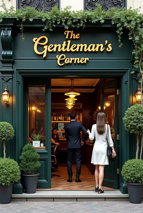 Barber shop business image "the gentleman´s corner"  with vegetation on the outside